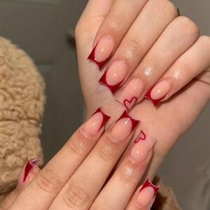 NAILS PROFESSIONAL DIY Kit - Red French & Heart Press-On Nails